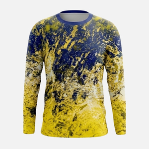 เสื้อยืดตกปลาแขนยาวสำหรับแข่งขัน สีน้ำเงิน รุ่นใหม่ล่าสุด ลดราคาพิเศษ ผลิตจากโพลีเอสเตอร์ 88% สแปนเด็กซ์ 12% ขายส่งเสื้อผ้าตกปลา - Product Image 1