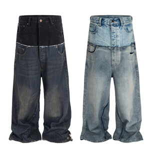 Glory Custom Double Waisted Denim Jeans <b>Pants</b> Premium Quality Denim Wide Leg Oversized <b>Pants</b> For Streetwear OEM Wholesale - Product Image 6