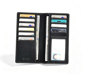 [In Stock][Retail Price] Castello Genuine Nubuck Leather Long Wallet Open Closure Men's Women's Unisex Black Brown Polyester - Product Image 6