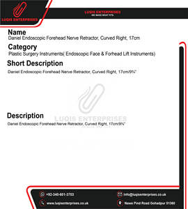 Retractor Endoscópico de Nervio Frontal Daniel, Curvo a la Derecha, 17 cm, Acero Inoxidable, Instrumento Quirúrgico para Endoscopia - Product Image 5
