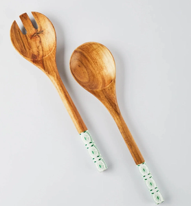 ชุดช้อนตักสลัดไม้ดีไซน์สวยหรู คุณภาพสูง เคลือบเอนาเมล ราคาสุดคุ้ม - Product Image 1