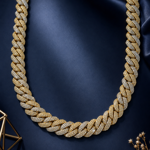 18ct Yellow Gold Diamond Cuban Link <b>Necklace</b> for Men Luxury High Polish <b>Statement</b> Chain for Wedding Party Daily Wear Gift - Product Image 2
