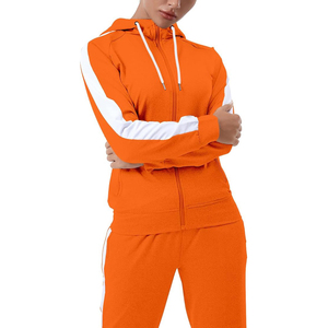 Chándal de invierno para mujer, de color liso, con capucha, cremallera completa, bolsillos laterales, informal, transpirable, de viscosa/poliéster, elástico en cuatro direcciones - Product Image 5