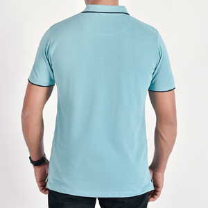 Men's Light Blue <b>Half</b> Sleeve Jersey <b>Button</b> Solid Color Casual Breathable Knitted 100% Cotton Quick Dry Regular Fit <b>Shirt</b> - Product Image 2