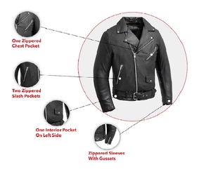 Veste de motard en cuir véritable noir pour homme, coupe ajustée, style punk rock, veste en cuir vintage - Product Image 4