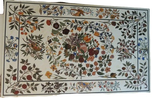 Traditional Durable Marble Inlay Coffee Table Top for Living Room - Product Image 6