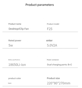 Ventilateur portatif sans pales Gongtian F25 rechargeable, 4 vitesses, à commande par bouton, alimenté par batterie, pour usage domestique - Product Image 6
