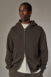 Sudadera con capucha extragrande prémium con cremallera y logotipo personalizado para hombre, de algodón grueso y forro polar, estilo urbano, fabricante mayorista OEM - Product Image 5