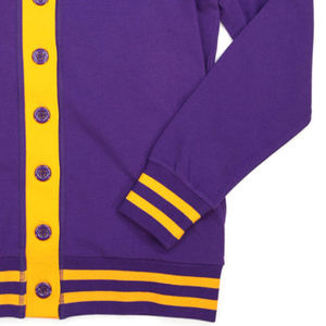 Cardigan violet à col en V pour femme, manches longues, broderie du logo Eighteen, style preppy, pull en tricot - Product Image 5