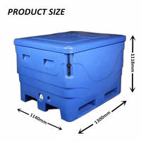 Bac isotherme robuste en LLDPE à double paroi, rotomoulé, grande capacité (460L, 660L, 1000L), pour le transport et la transformation de poissons et de fruits de mer