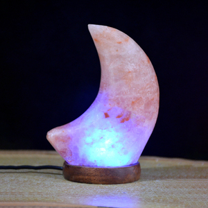Lámpara de Sal Rosa del Himalaya al por Mayor, Lámpara de Aromaterapia con Forma de Luna de la Mejor Calidad, con Base de Madera Tallada, Elegante Lámpara de Amor - Product Image 4