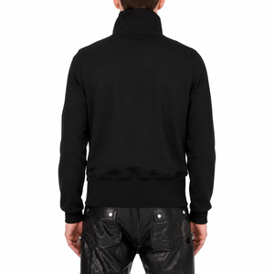 Sweat-shirt à col roulé zippé pour homme, noir, coupe classique, en coton tricoté, couleur unie, style minimaliste, pour l'automne - Product Image 2