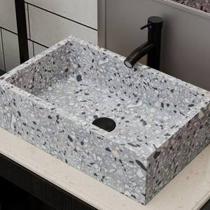 Évier de salle de bain rectangulaire personnalisé, coloré, fait main, en marbre de luxe, 40 cm, fabrication en usine - Product Image 1