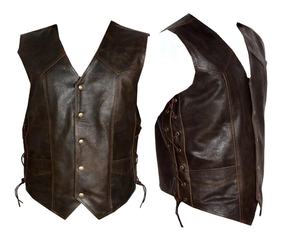 Gilet en cuir pour homme, style rétro décontracté, vintage, western, sans manches, coupe ajustée, pour motard, streetwear, automne - Product Image 2