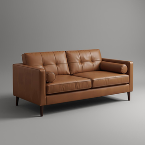 โซฟาหนังวัวแท้สไตล์ร่วมสมัย ดีไซน์เรียบหรู พร้อมหมอนอิงตกแต่ง สำหรับห้องนั่งเล่นสุดหรู - Product Image 1