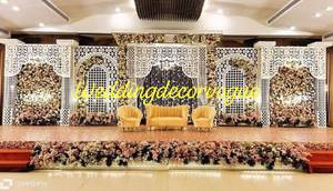 Luxury Wedding Stage Backdrop <b>Decoration</b> Floral <b>Arch</b> Mandap Setup Event Party Hall Decorative Panel Indian Supplier - Product Image 3