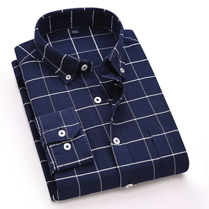 Deep Navy Textured Men’s Shirt Cotton Poplin Full Sleeve Smooth Woven Fabric Refined Collar Work Uniform Tops - Product Image 2