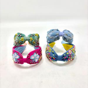 Handmade Embroidered Fabric Hair Band Colorful Beaded <b>Headband</b> Fashion Accessory for <b>Women</b> Girls Conifer 6.5cm - Product Image 4
