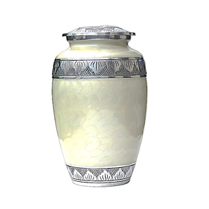 Urnas de cremación de aluminio para adultos con grabado, acabado en estaño y esmalte gris claro, urnas metálicas para cenizas humanas. - Product Image 3