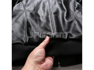 Blouson aviateur en cuir véritable pour homme, en cuir de vachette, fermeture éclair noire, coupe classique, vêtement d'extérieur d'hiver, streetwear, 320g - Product Image 4