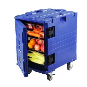 Blu isolato 82 Qt supporto per cibo fibbia pezzo unico caricatore anteriore W/maniglie ruote Hot Box ristorazione ristoranti alberghi - Product Image 1