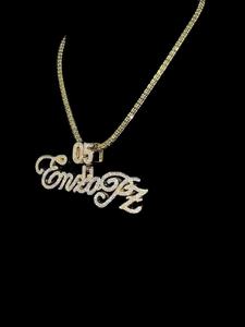 Custom Iced Out <b>Name</b> Necklace With Number Pendant Cubic Zirconia Hip Hop Personalized Script <b>Chain</b> Jewelry - Product Image 2