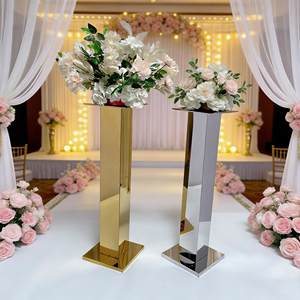 Soporte de Flores de Alambre Metálico Dorado de Lujo LANJO, Centro de Mesa para Bodas, Accesorios de Decoración, Duradero, 30 cm de Ancho - Product Image 1