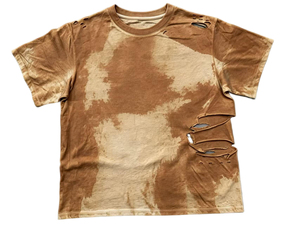 Distressed Acid Washed Breathable 100% Cotton Baggy Shirt Ripped O-Neck Short Sleeve OEM <b>Drop</b> Shoulder Loose Fit Oversized Hip - Product Image 4