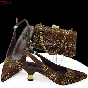 Nouvel ensemble italien chaussures et sac TX51 pour soirée, <span class=keywords><strong>escarpins</strong></span> de mariage <span class=keywords><strong>italiens</strong></span> pour femmes avec pochette, chaussures nigérianes assorties - Product Image 4