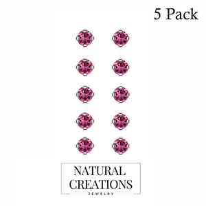 Best 925 Sterling Silver Trendy Multi Tourmaline Cut Butterfly Lock Luxury Stud <b>Earring</b> Prong Setting Party Pack 5 Pairs - Product Image 1