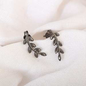 Pendientes de Plata de Ley 925 con Diseño de Hoja Minimalista, Chapados en Rodio Negro, para Uso Diario, Joyería Fina para Mujer, Novedad 2026 - Product Image 1