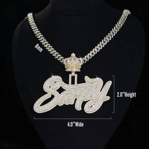 Collar con Colgante de Letra Inicial Personalizado de Plata 925 con Diamantes VVS y Moissanita, Estilo Hip Hop Iced Out para Hombre - Product Image 5
