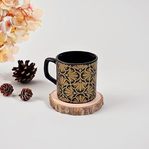 Luxe 200ml Afternoon <b>Tea</b> <b>Cup</b> Set Elegant Vintage Floral Black & Gold Print Durable Gold Handle Set of 2 - Product Image 3