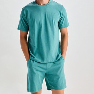 Conjunto de Camiseta y Pantalones Cortos de Algodón para Hombre, Venta al Por Mayor, Color Sólido, Verano, Dos Piezas, Ropa Deportiva Informal, Proveedor de Exportación a Granel - Product Image 4