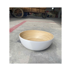 Bol de service en bambou écologique de haute qualité, biodégradable et empilable, idéal pour salades, soupes, apéritifs et fêtes, fabriqué au Vietnam. - Product Image 1