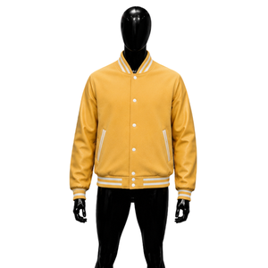 Blouson universitaire jaune décontracté pour homme – Vêtement d'extérieur tendance, chaud pour l'hiver, style streetwear emblématique, moderne et exclusif, décontracté - Product Image 1