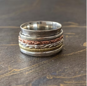 Bague tournante unisexe en argent 925 à large bande multicouche, 11,3 grammes, ajustement fluide et confortable pour un usage quotidien, bijoux en gros - Product Image 3