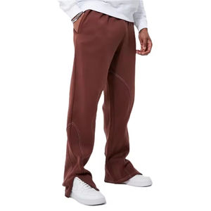 Pantalones de hombre 2026 de fábrica personalizados, joggers urbanos de felpa francesa lavada, pantalones de chándal de cintura alta, holgados, con efecto apilado y lavado ácido - Product Image 4