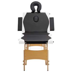Table de massage pliable en bois noir et blanc à 4 zones, qualité supérieure, pour les thérapeutes - Product Image 4