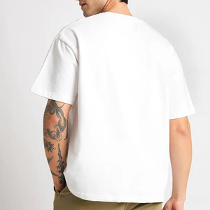 T-shirt en coton noir pour homme, col rond, manches courtes, décontracté, couleur unie, coupe ajustée, longueur standard, style tricoté uni - Product Image 2