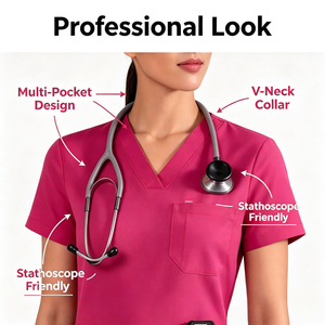 Meilleurs ensembles de blouses unisexes à col en V avec poches et pantalons évasés, uniformes d'hôpital, designs de LOGO personnalisés, tenues médicales pour dentistes et médecins - Product Image 6