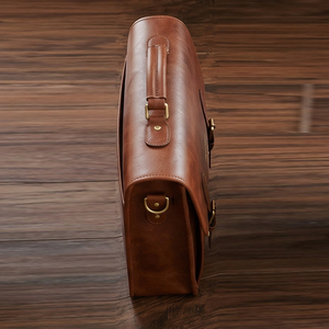 Classic Genuine Leather Briefcase With Flap Closure Multi Functional Laptop Bag For Men Business Use Briefcase Leather Bags - Product Image 2