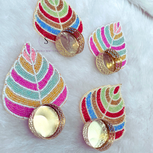 Luxury Pink Decorative Tea Light Holde Big Size Paan Shape Tea Light Candle Holder Multicolor for Table Centre Piece Home Decora - Product Image 1