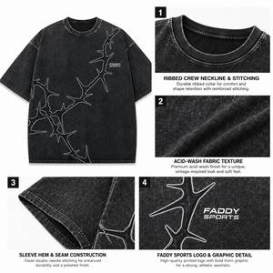 Vintage Acid Wash Oversized T Shirt Streetwear Men Graphic Print Heavy Cotton Drop Shoulder Unisex Custom Logo 2026 Fashion <b>Tee</b> - Product Image 6