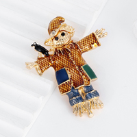 Bros Pin Burung Gagak Kartun Grosir, Bros Enamel Tetesan Minyak Retro, Bros Burung Gagak Pesta, Bros Berlian Imitasi Paduan Logam, Bros Bunga Dada, Lencana Burung Gagak