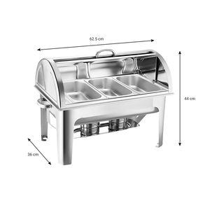 Chauffe-Plat Buffet Professionnel 3L à Triple Plateau en Acier Inoxydable avec Couvercle Rabattable et Construction Métallique Robuste pour la Restauration - Product Image 6