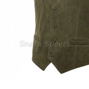 High Quality Men's Genuine Sheep Skin Leather Button Biker Vest Winter Streetwear Sleeveless Motorcycle Vests - Product Image 4