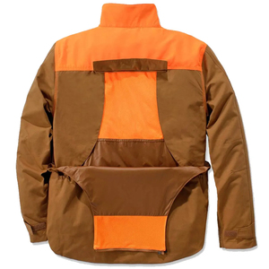 Chaqueta de caza marrón naranja estilo chaleco acolchado con cremallera y bolsillos - Product Image 3