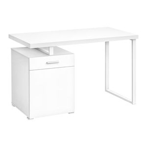 Scrivania per Computer Contemporanea in Metallo Laminato Bianco da 48 Pollici per Ufficio Domestico, Configurazione Sinistra/Destra, con Cassetti Portaoggetti, Postazione di Lavoro Bianca - Product Image 2