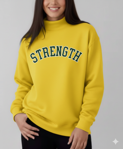 Sweat-shirt à col montant bleu marine avec inscription STRENGTH - Product Image 5